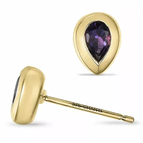 amethist solitaire oorbel in 9 karaat goud met amethist