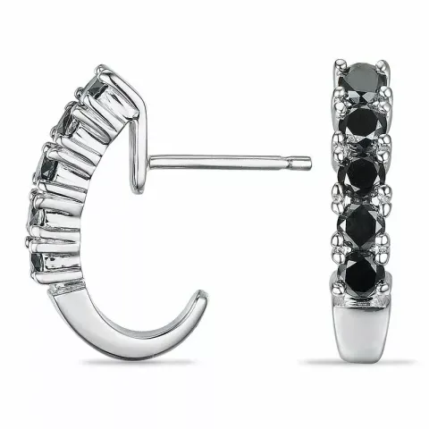 zwart diamant halfcreool in 9 karaat witgoud met zwart diamant