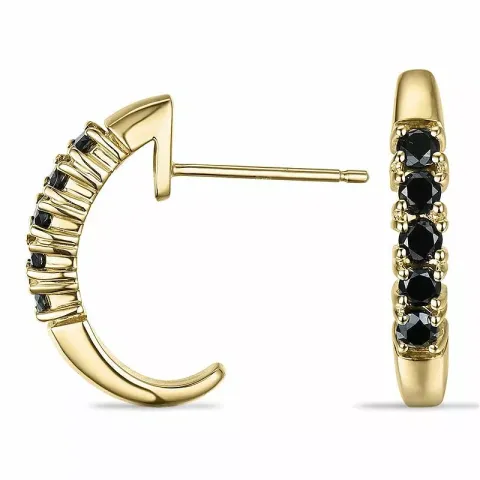 zwart diamant halfcreool in 9 karaat goud met diamant 