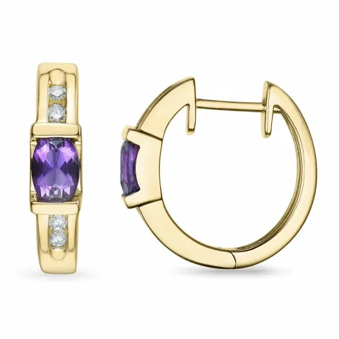 18 mm amethist creool in 9 karaat goud met amethist en diamant