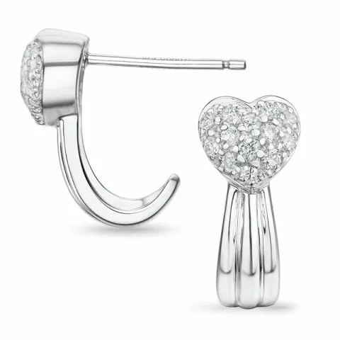 hart diamant oorbellen in 9 karaat witgoud met diamant