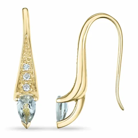 lange groene amethist briljant oorbellen in 9 karaat goud met amethist en diamant