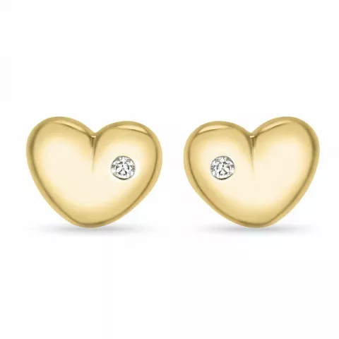 hart diamant oorsteker in 9 karaat goud met diamant 