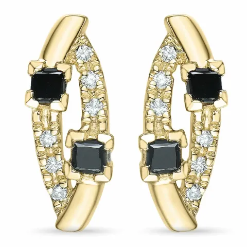 ovaal zwart diamant briljant oorbellen in 9 karaat goud met diamant en diamant 