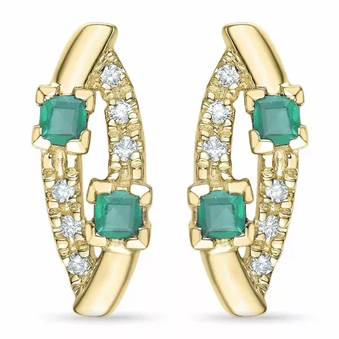 ovaal smaragd briljant oorbellen in 9 karaat goud met smaragd en diamant 