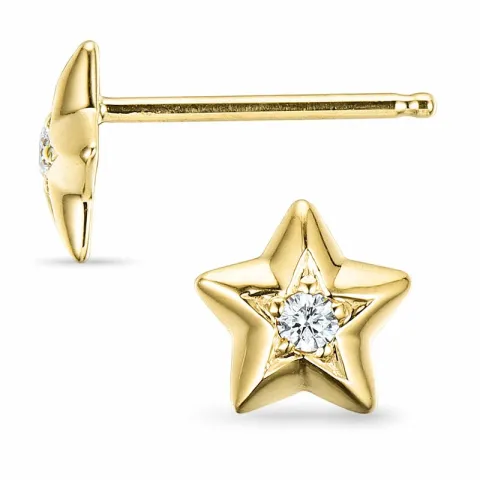 ster diamant oorsteker in 9 karaat goud met diamant