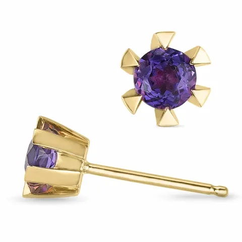 2 x 0,25 ct amethist solitaire oorbel in 9 karaat goud met amethist