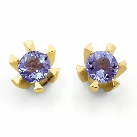 2 x 0,19 ct paarse amethist solitaire oorbel in 9 karaat goud met amethist