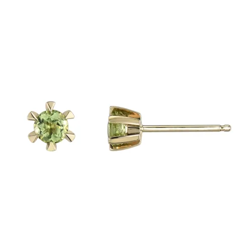 2 x 0,23 ct peridoot solitaire oorbel in 9 karaat goud met peridoot