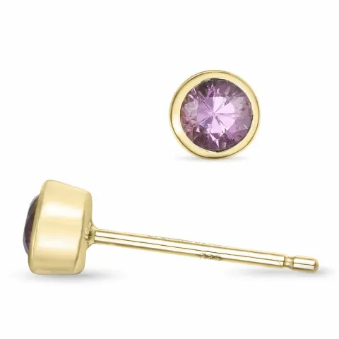 2 x 0,23 ct pink saffier solitaire oorbel in 9 karaat goud met pink saffier