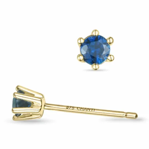 2 x 0,13 ct saffier solitaire oorbel in 9 karaat goud met saffier