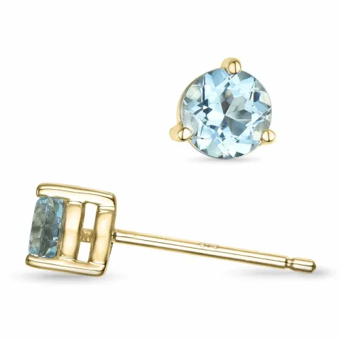 2 x 0,20 ct aquamarijn solitaire oorbel in 9 karaat goud met aquamarijn