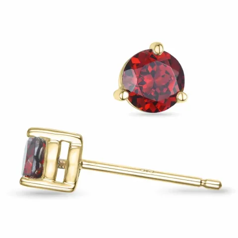 2 x 0,50 ct granaat solitaire oorbel in 9 karaat goud met granaat