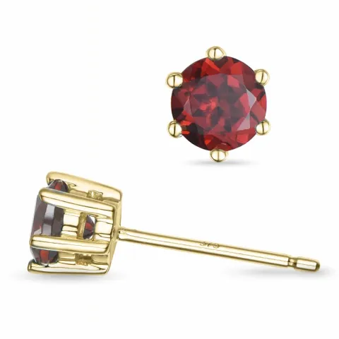 2 x 0,50 ct granaat solitaire oorbel in 9 karaat goud met granaat