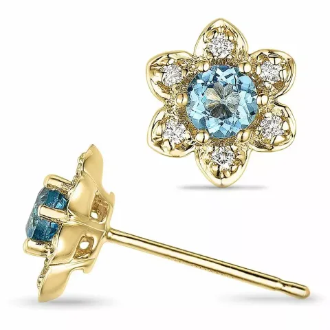 Bloem topaas diamant oorbellen in 9 karaat goud met diamanten en topazen