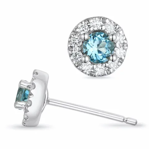 rond topaas briljant oorbellen in 9 karaat witgoud met topaas en diamant
