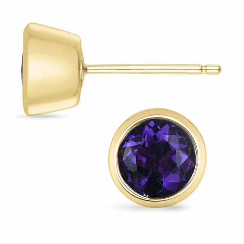 2 x 0,80 ct amethist solitaire oorbel in 9 karaat goud met amethist