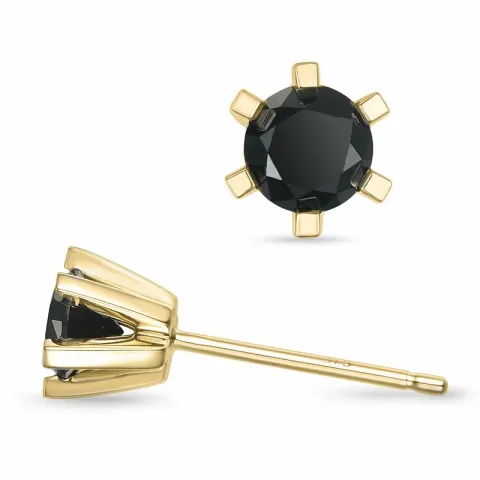 2 x 0,34 ct zwart diamant solitaire oorbel in 9 karaat goud met zwart diamant