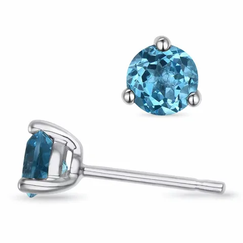 2 x 0,45 ct topaas solitaire oorbel in 9 karaat witgoud met topaas