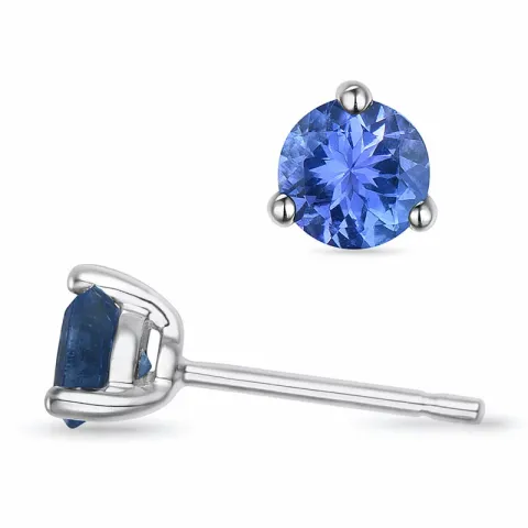 2 x 0,40 ct tanzanite solitaire oorbel in 9 karaat witgoud met tanzanite