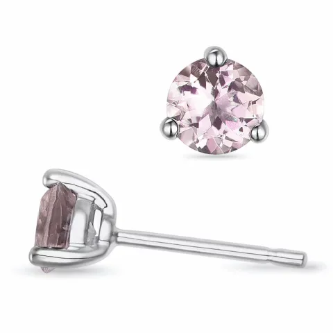 2 x 0,32 ct morganiet solitaire oorbel in 9 karaat witgoud met morganiet