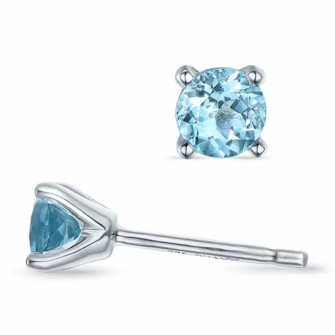 2 x 0,30 ct topaas solitaire oorbel in 9 karaat witgoud met topaas