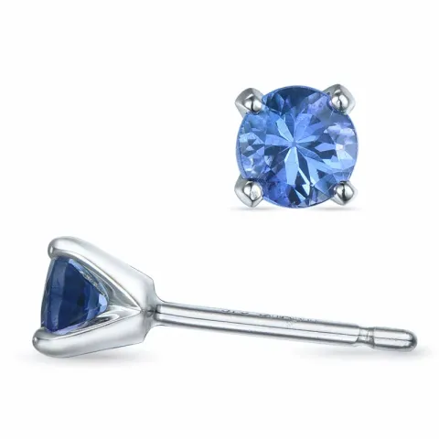 2 x 0,24 ct tanzanite solitaire oorbel in 9 karaat witgoud met tanzanite