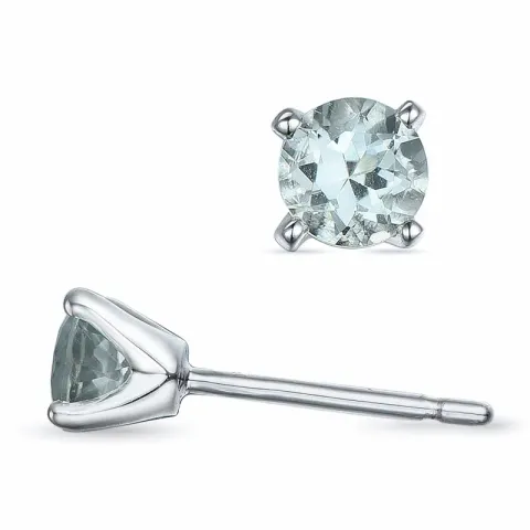 2 x 0,25 ct groene amethist solitaire oorbel in 9 karaat witgoud met amethist