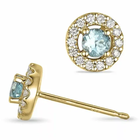 rond topaas diamant oorbellen in 9 karaat goud met diamant en topaas