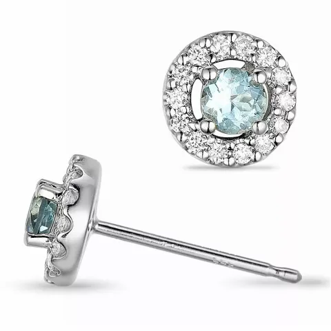rond topaas diamant oorbellen in 9 karaat witgoud met diamant en topaas