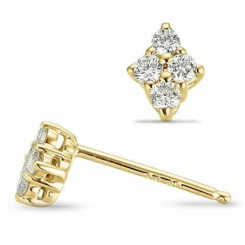 vierkant diamant oorsteker in 9 karaat goud met diamant