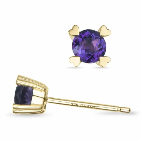 2 x 0,25 ct amethist solitaire oorbel in 9 karaat goud met amethist