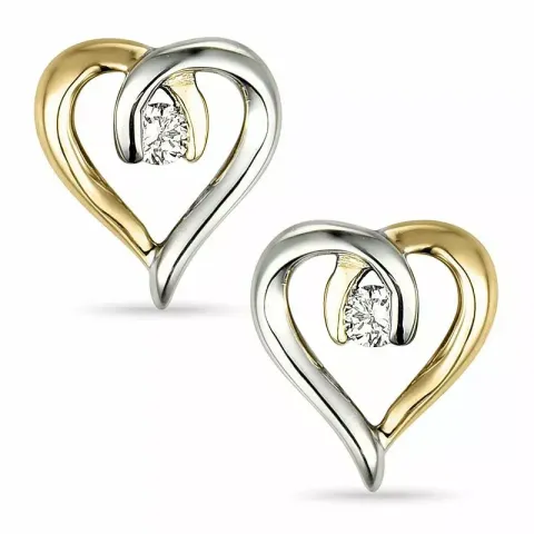 hart diamant oorbellen in 9 karaat goud en witgoud met diamant 