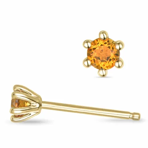 2 x 0,10 ct citrien solitaire oorbel in 9 karaat goud met citrien