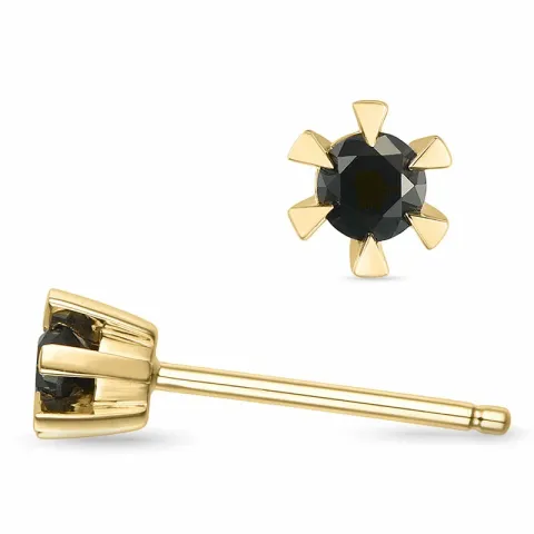 2 x 0,10 ct zwart diamant solitaire oorbel in 9 karaat goud met zwart diamant