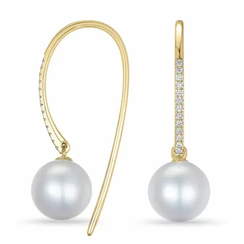 parel oorbellen in 9 karaat goud met diamant 