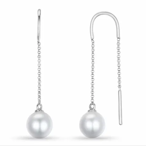 parel ketting oorbellen in 9 karaat witgoud