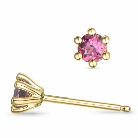 2 x 0,22 ct pink toermalijn solitaire oorbel in 9 karaat goud met toermalijn 