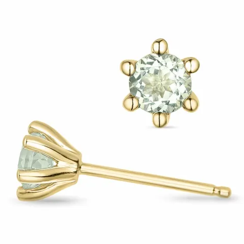 2 x 0,25 ct groene amethist solitaire oorbel in 9 karaat goud met amethist