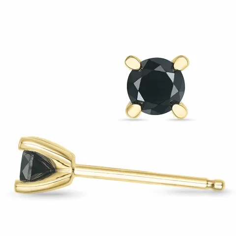 2 x 0,20 ct zwart diamant solitaire oorbel in 9 karaat goud met zwart diamant