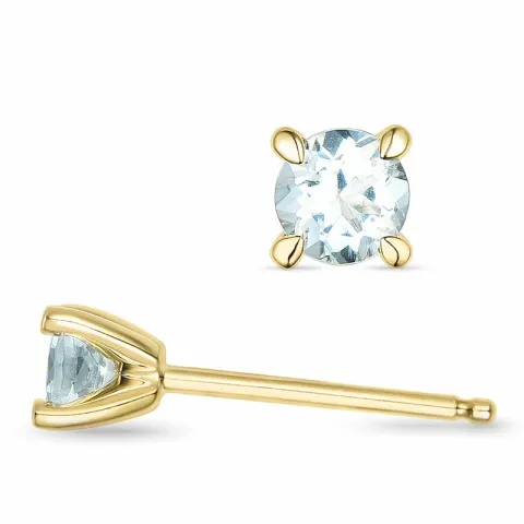 2 x 0,22 ct aquamarijn solitaire oorbel in 9 karaat goud met aquamarijn