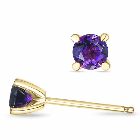 2 x 0,25 ct amethist solitaire oorbel in 9 karaat goud met amethist