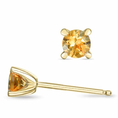 2 x 0,25 ct citrien solitaire oorbel in 9 karaat goud met citrien