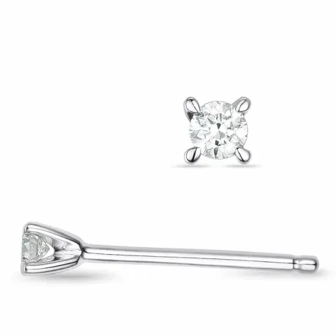 2 x 0,03 ct diamant solitaire oorbel in 9 karaat witgoud met diamant 