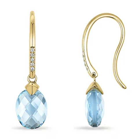 blauwe topaas diamant oorbellen in 9 karaat goud met topaas en diamant 