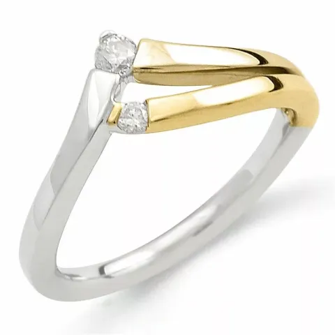 V diamant ring in 9 karaat goud-en witgoud 0,07 ct