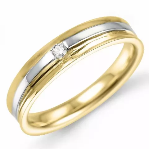 diamant ring in 9 karaat goud-en witgoud 0,02 ct