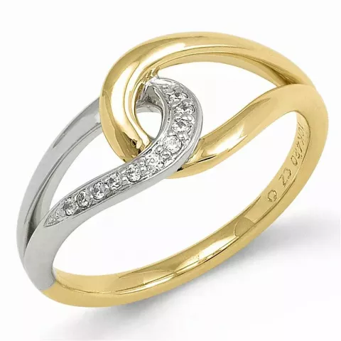Abstract diamant ring in 9 karaat goud-en witgoud 0,05 ct