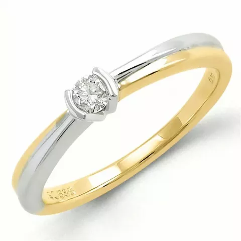 rond diamant ring in 9 karaat goud-en witgoud 0,10 ct