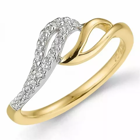 Elegant diamant ring in 9 karaat goud-en witgoud 0,13 ct